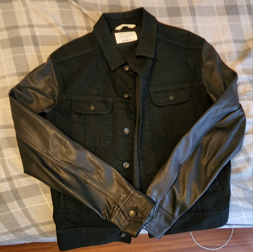 Rag & Bone Denim Jacket with Leather Sleeves